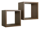 Set 2 Mensole Cubo da Parete Quadrato in Fibra di Legno Q-Bis Maxi Rovere Tabacco