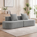 Divano 3 Posti Modulare 245x86x82 cm con Seduta Profonda in Velluto a Coste Grigio Chiaro      
