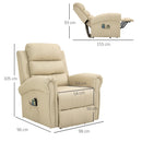 Poltrona Alzapersona Elettrica Massaggiante 98x96x105 cm in Similpelle Crema