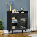 Armadietto 2 Ante con Ripiano Regolabile e Spazi Aperti  80x40x94,3 cm in MDF e Legno Nero