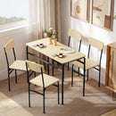 Set da Pranzo 5 Pezzi con Tavolo Rettangolare e 4 Sedie da Pranzo in MDF e Gambe in Metallo Nero e color Legno    