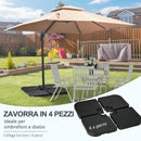 Base per Ombrellone 99,7x99,7x8,3 cm set 4 Pezzi Impilabili in HDPE Nero  