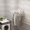 Stendibiancheria a Parete Retrattile 63,5x60x20 cm per Interni ed Esterni in Metallo Bianco      