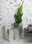 Porta Vasi Tris Argy Ø38x91 cm - Ø30,5x76 cm - Ø25x62 cm in Ferro Argento      