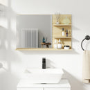 Specchio Bagno da Parete 75x10x48 cm con Mensole in Legno e Vetro Color Legno  