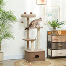 Albero Tiragraffi per Gatti 4 Livelli 48x40x133 cm con Casetta Ripiani e Cuccia Marrone 