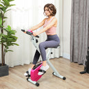Cyclette Pieghevole Magnetica a 8 Livelli 97x43x110 cm con Display LCD Rotelle e Sellino Regolabile in Acciaio Rosa e Bianco      