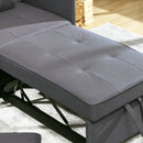 Poltrona Letto Singolo Schienale Reclinabile 98x69x65 cm Tessuto Effetto Lino Grigio Scuro 