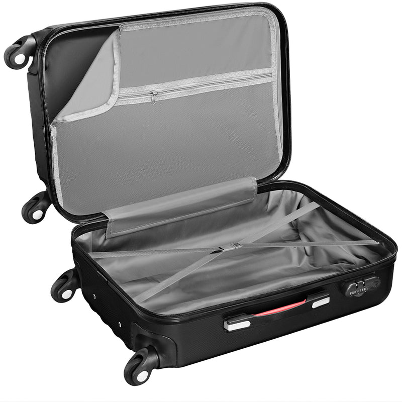 Set 4 Valigie Trolley e Beauty Case Rigide da Viaggio Easy Roll Angoli Rinfornzati in ABS Nero  