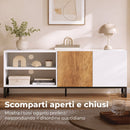 Mobile Porta TV fino a 55 Pollici 140x36,5x50 cm con Ripiani Regolabili e Armadietto in Legno Bianco      