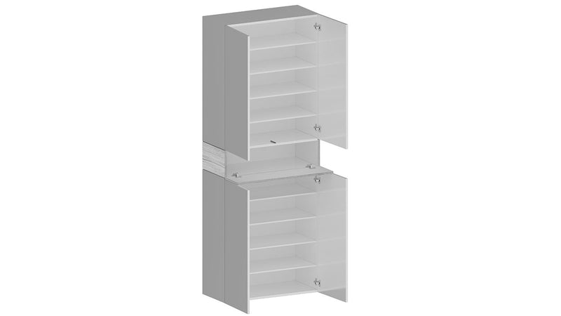 Armadio Scarpiera 4 Ante e 1 Ripiano a Ribalta 76x35x200 cm Savona 4A 1R Bianco Opaco/Larice Bianco  