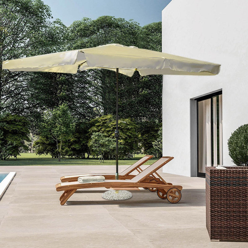 Ombrellone Rettangolare da Giardino 3x2m 6 Stecche Ecrù