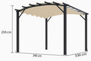 Pergola da Giardino 3,4x3,3x2,4 m in Alluminio con Telo di Copertura 140g/mq Ecrù