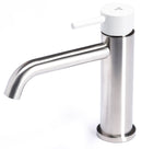 Rubinetto Miscelatore Monocomando Lavabo senza Scarico in Acciaio Inox Satinato Maniglia Neve