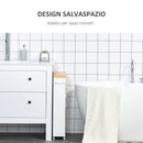 Mobiletto a Colonna da Bagno Portaoggetti 50x13x67,5 cm con Ruote in Legno  Bianco