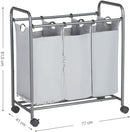 Carrello Portabiancheria 77x41x81,5 cm 3 Sacchi in Acciaio Grigio