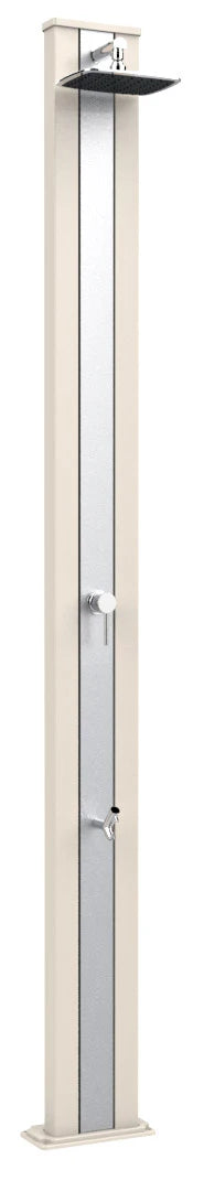 sconto Doccia Solare da Esterno Giardino 30L Miscelatore e Lavapiedi Arkema Spring S Fascia Inox Bianco Cr