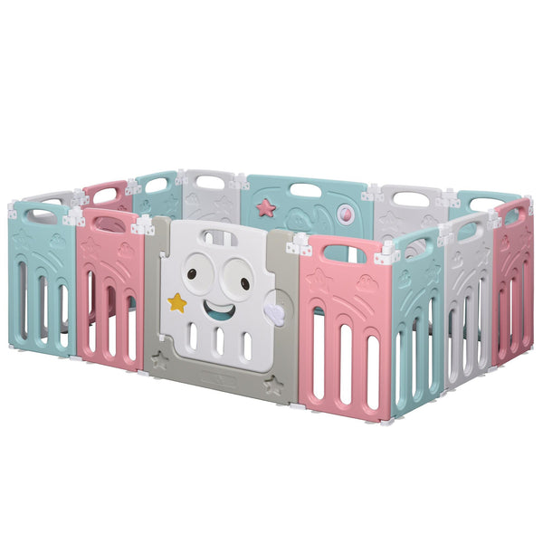 prezzo Box Recinto Attività per Bambini 149x155x64 cm in Plastica Azzurro Bianco e Rosa