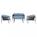 Set Salotto da Giardino Divano 2 Poltrone e Tavolino con Cuscini in Alluminio Grigio scuro