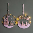 Set 6 Coroncine Decorative con Led Ø 16,5 cm in Legno e Plastica