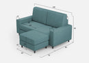 Divano 2 Posti con Pouf 148x155x85 cm Sakar in Tessuto Petrolio