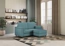 Divano 2 Posti con Pouf 148x155x85 cm Marrak in Tessuto Petrolio