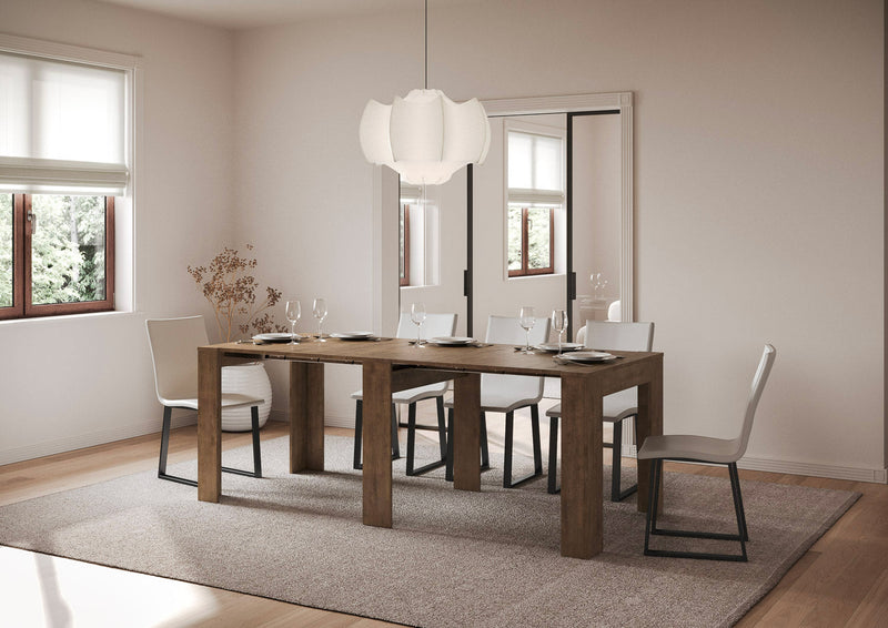 Consolle Allungabile 90x25/211 cm Pannelli in Nobilitato Kiba Noce