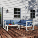 Set Salotto da Giardino Angolare Poltrona Reclinabile 2 Divanetti con Cuscini e Tavolino Grigio   