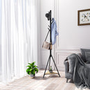 Appendiabiti a Piantana Nero Attaccapanni da Terra Salvaspazio 6 Ganci 1 Ripiano