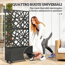 Fioriera con Grigliato per Rampicanti 90x30x160 cm a Rotelle Fori di Drenaggio in Metallo Nero      