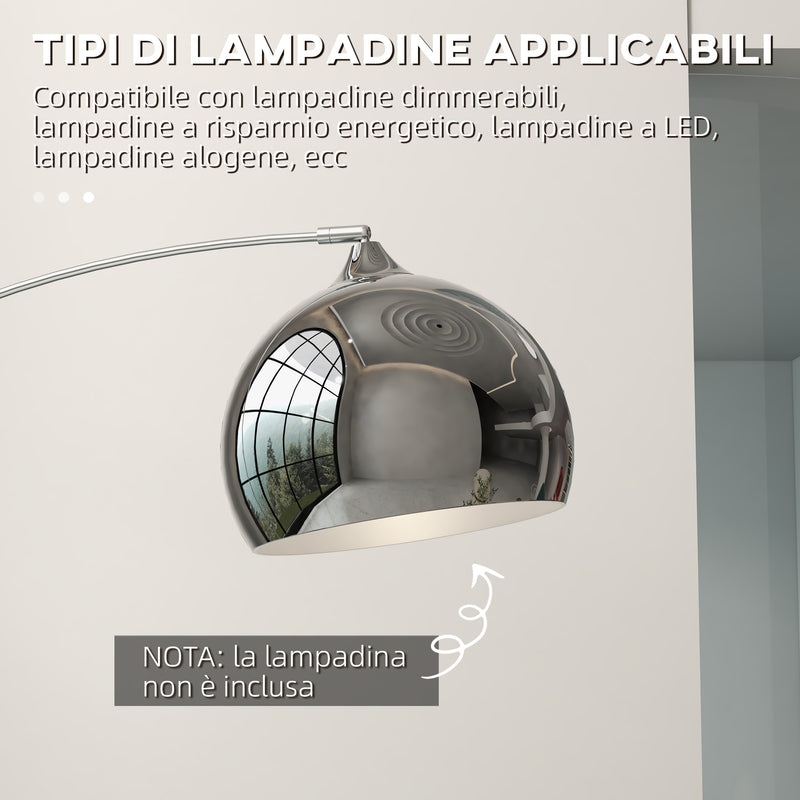 Lampada da Terra Design Vintage Asta Regolabile con Attacco E27 Struttura in Metallo e Base in Marmo Argento  