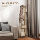 Appendiabiti da Terra 34x34x170 cm con 8 Ganci e 4 Ripiani in MDF Marrone  