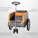 Rimorchio per Bicicletta 130x64x60/97 cm in Acciaio e Sacca in Tessuto Oxford Arancione e Argento