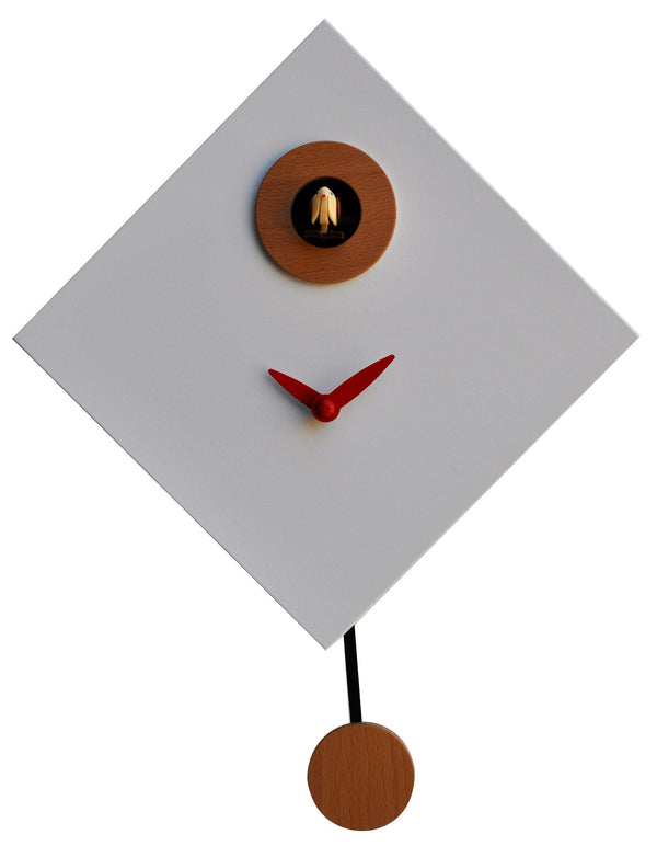 Orologio a Cucù da Parete 25x25x11cm Pirondini Italia Rombino Bianco sconto