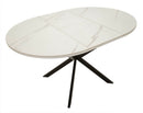 Tavolo da Pranzo Allungabile Martin Ø100x75 cm in Metallo e Ceramica Nero e Bianco      