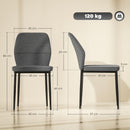 Set 2 Sedie da Pranzo Imbottite Schienale Ergonomico in Velluto Grigio   