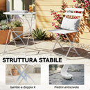 Set Bistrò da Esterno con Tavolo e 2 Sedie Pieghevoli in Metallo e Plastica Bianco      