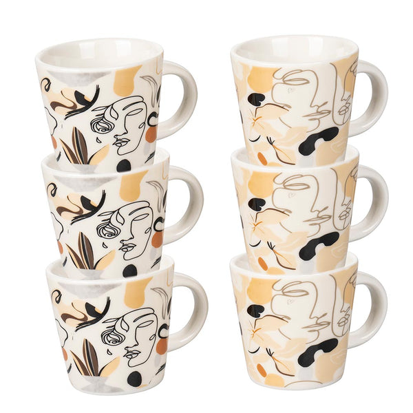 online Set 6 Tazzine da Caffè Ø5,8x5,8 cm in Bone China VdE Tivoli 1996 Face to grey