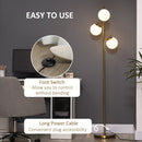Lampada da Terra Moderna Ø27x159 cm con 3 Punti Luce in Acciaio e Vetro Oro