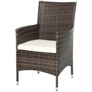 Set Salotto da Giardino in Rattan Sintetico 2 Poltrone e Tavolino Marrone 