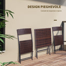 Set Tavolino e 2 Sedie Pieghevoli da Giardino in Rattan Sintetico Marrone 