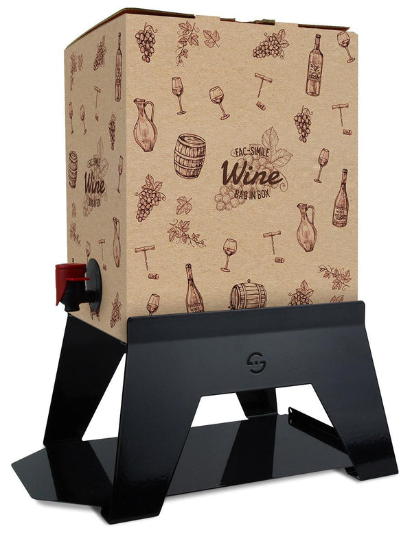 sconto Supporto per Contenitore Vino con Vassoio in Ferro Alluminato Lisa Luxury Bacco Nero