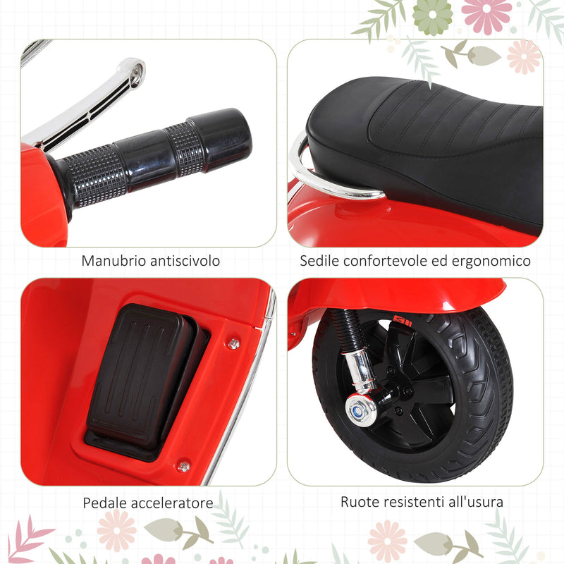 Moto Elettrica per Bambini Piaggio Vespa GTS 6V Rosso  