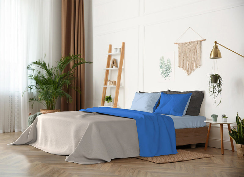 Set Lenzuola Sopra Sotto e Federe Doubleface Royal\/Azzurro