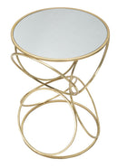 Tavolinetto Circly Ø42x61 cm in Ferro e Specchio Oro e Argento