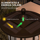 Set 2 Lampioni Solari 23,5x23,5x184 cm con 6h Autonomia e Ancoraggio a Terra in Acciaio Inox e ABS Nero      
