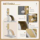 Tiragraffi per Gatti Albero con Arco Massaggiatore 34x24x43 cm in Iuta e Peluche Grigio 