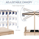Sabbiera da Esterno con Tettuccio Parasole 106x106x121 cm in Legno Bianco e Blu