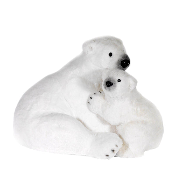 acquista Mamma e Cucciolo Orso 55x42x45cm Decorazione Bianco