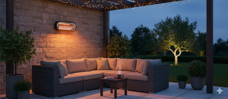 Stufa Elettrica ad infrarossi da Soffitto e da Parete 46x19x7,5 cm in Fibra di Carbonio  Altare Nero